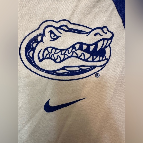 Florida Gators Veer Pattern Tri-Blend 3/4-Sleeve Raglan T-Shirt - Cream/Royal - Picture 5 of 7